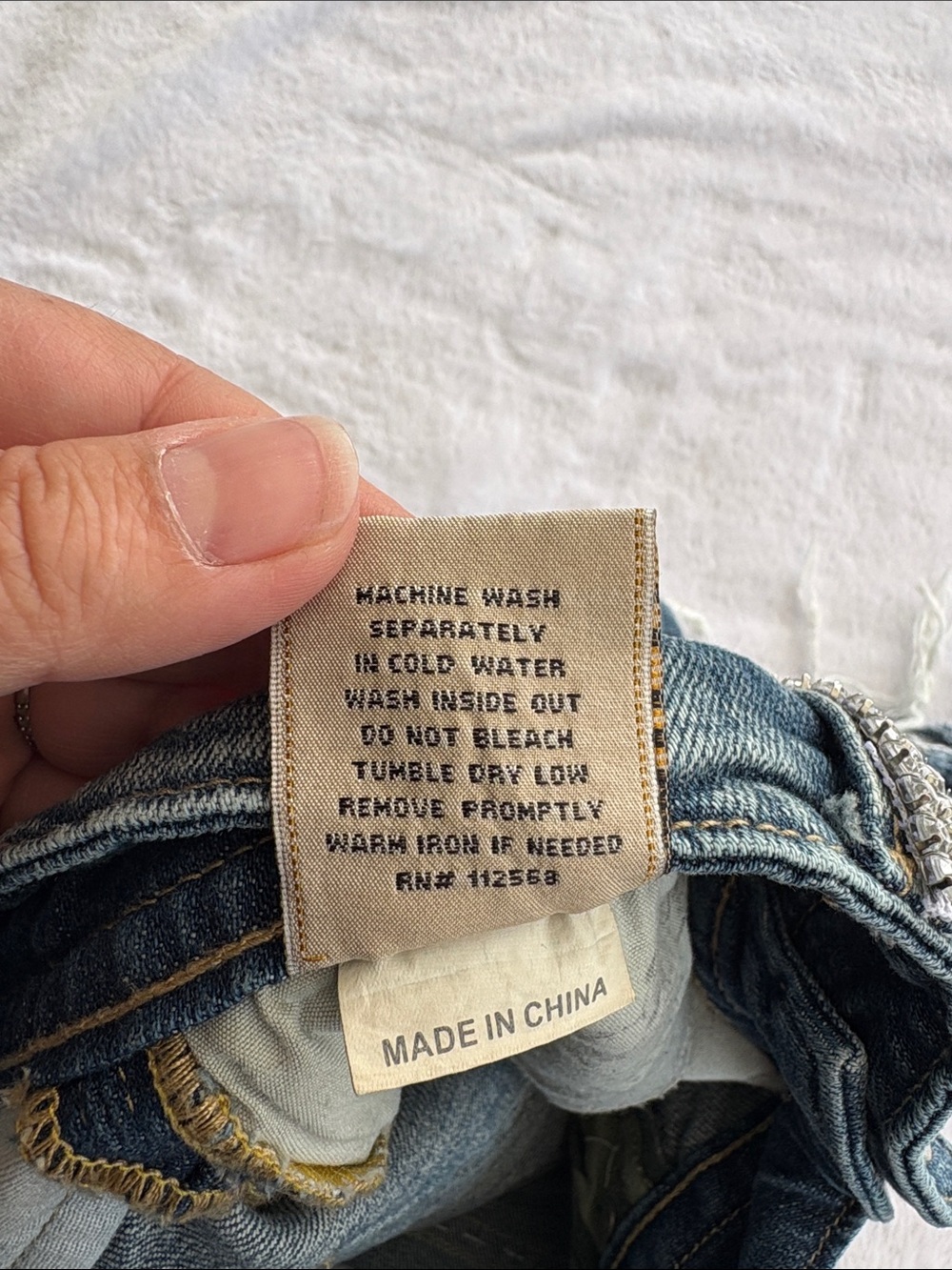Miss me size medium y2k camo gem Dark Blue Distressed Denim Mini Skirt - Picture 10 of 12